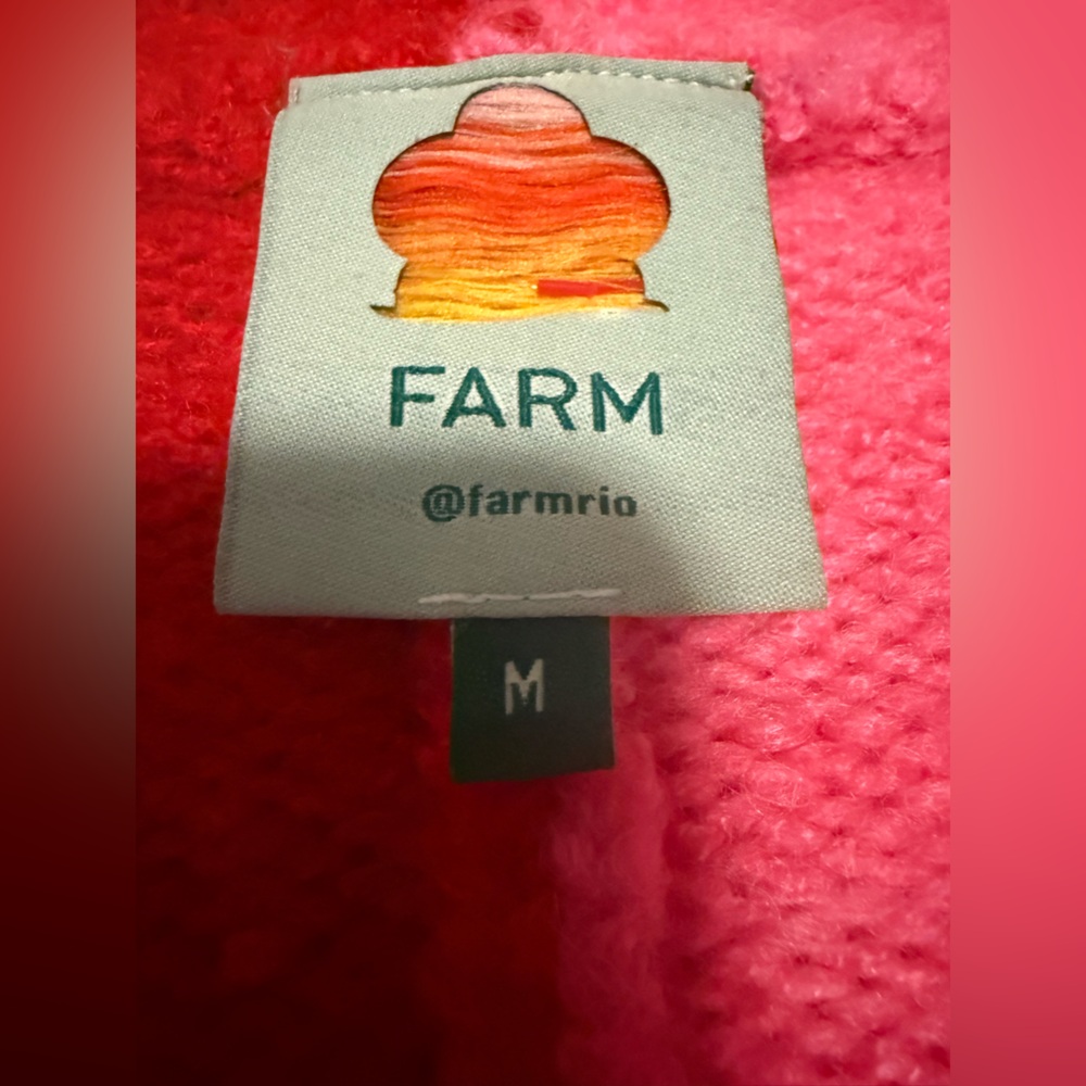 Farm Rio Color Block Pink and Red Button Down Wool Cardigan Size M - Picture 5 of 5